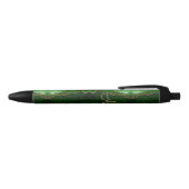 Chic Green Gold Glitter Agate Custom Monogram Zwarte Inkt Pen (Bovenkant)