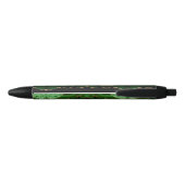 Chic Green Gold Glitter Agate Custom Monogram Zwarte Inkt Pen (Achterkant)