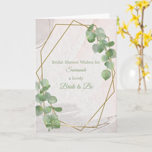 Chic Green Gold Name Vrijgezellenfeest Kaart (Gele Bloem)