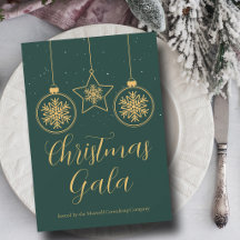 Chic Green Gold Ornaments Company Kerstfeest