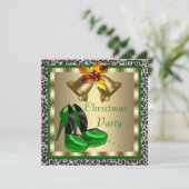 Chic Green High Heel Schoenen Kerstfeest Kaart (Staand voorkant)