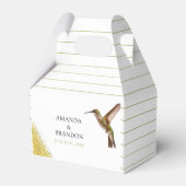 Chic Green Hummingbird en Gold Dust Wedding Bedankdoosjes (Achterkant)