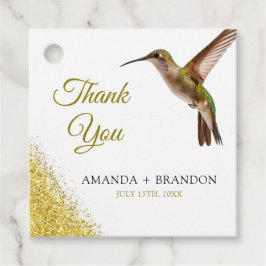 Chic Green Hummingbird en Gold Dust Wedding Bedankjes Labels