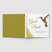 Chic Green Hummingbird en Gold Dust Wedding Gastenboek (Volledig)