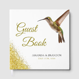 Chic Green Hummingbird en Gold Dust Wedding Gastenboek
