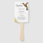 Chic Green Hummingbird en Gold Dust Wedding Handwaaier (Voorkant)