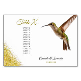 Chic Green Hummingbird en Gold Dust Wedding Kaart