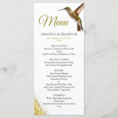 Chic Green Hummingbird en Gold Dust Wedding Menu (Voorkant)