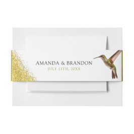 Chic Green Hummingbird en Gold Dust Wedding Uitnodigingen Wikkel