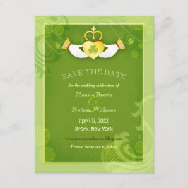 Chic Green Irish Wedding Save the Date Aankondigingskaart