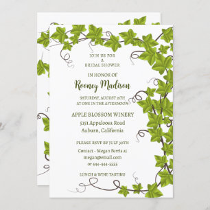 Chic Green Ivy Bridal Shower Kaart