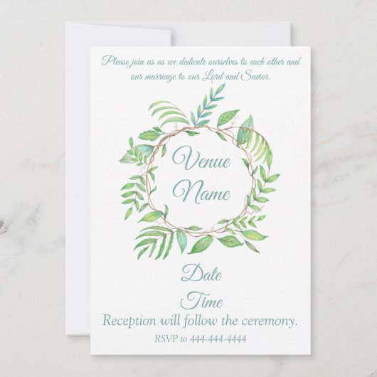 Chic Green Leaf Wreath met Business Verse Classi Kaart (Achterkant)