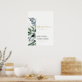 Chic Green Leafy Tropical Foliage Weduwen Welkom Poster (Keuken)