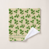 Chic Green Leaves op Lucky Beige Bad Handdoek (Wasdoekje)