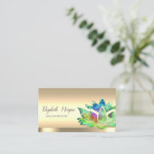 Chic Green Lotus Flower Yoga Instructor Visitekaartje (Staand voorkant)
