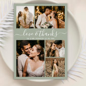 Chic Green Love and Bedankt Wedding Bedankt Briefkaart