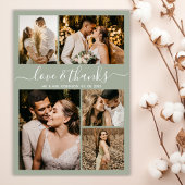 Chic Green Love and Bedankt Wedding Bedankt Briefkaart