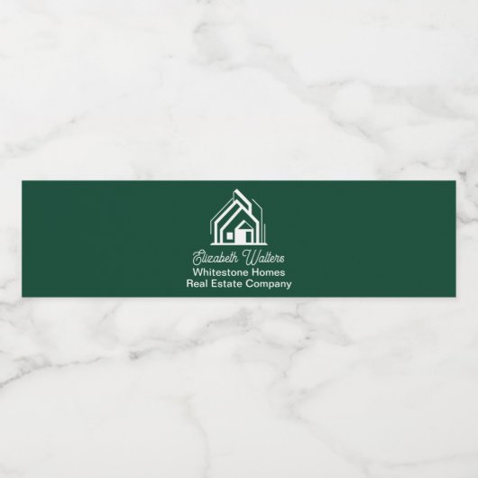 Chic Green makelaarskantoor Aangepaste makelaar Waterfles Etiket (Enkel label)