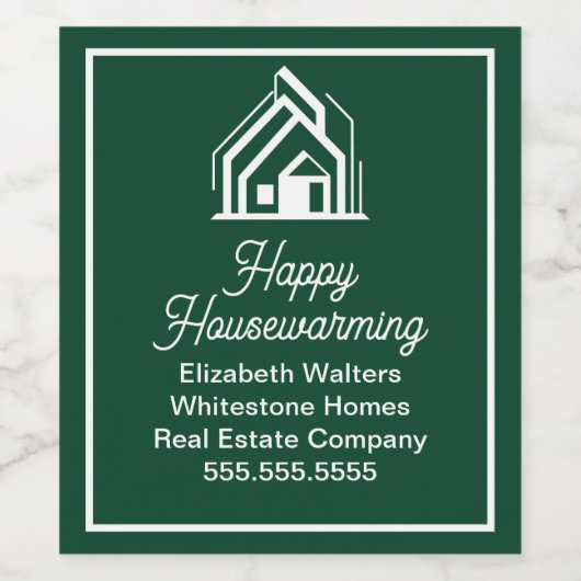 Chic Green makelaarskantoor Aangepaste makelaar Wijn Etiket (Enkel label)