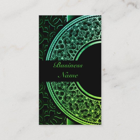 Chic Green Medallion Visitekaartje 4 (Voorkant)