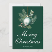 Chic Green Merry Christmas Ornament Non Photo Feestdagenkaart (Voorkant)