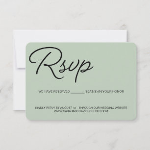 Chic Green Modern RSVP bruiloft gereserveerde zitp