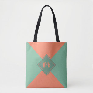 Chic Green Monogrammed Tote Bag