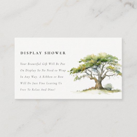 Chic Green Oak Tree Display Douche Baby shower Informatiekaartje (Voorkant)