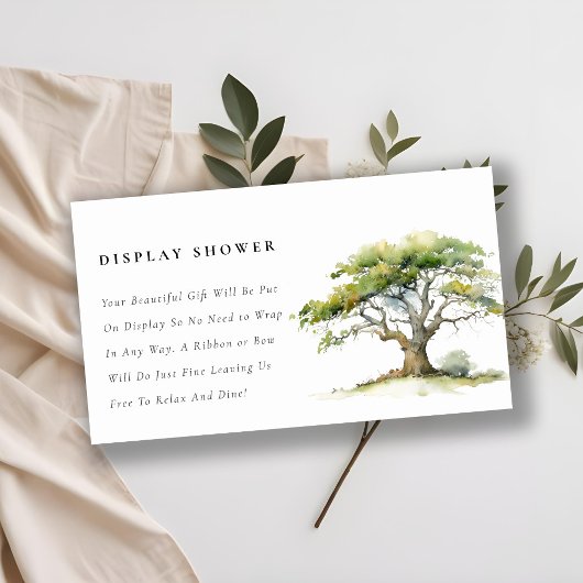 Chic Green Oak Tree Display Douche Baby shower Informatiekaartje