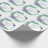 Chic Green Paars Floral Personalized Wedding Cadeaupapier (Hoek)