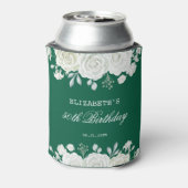 Chic Green Pastel White Rose Greenery Verjaardag Blikjeskoeler (Blikje Achterkant)