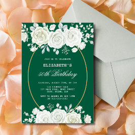 Chic Green Pastel White Rose Greenery Verjaardag Kaart