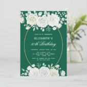 Chic Green Pastel White Rose Greenery Verjaardag Kaart (Staand voorkant)