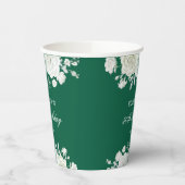 Chic Green Pastel White Rose Greenery Verjaardag Papieren Bekers (Links)