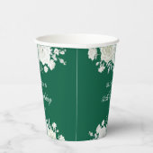 Chic Green Pastel White Rose Greenery Verjaardag Papieren Bekers (Rechts)