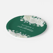 Chic Green Pastel White Rose Greenery Verjaardag Papieren Bordje (Gekanteld)
