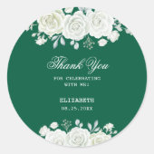 Chic Green Pastel White Rose Greenery Verjaardag Ronde Sticker (Voorkant)