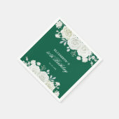 Chic Green Pastel White Rose Greenery Verjaardag Servet (Hoek)