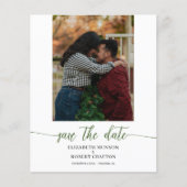 Chic Green Photo Wedding Save the Date (Voorkant)