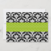 Chic Green Polka Dot Damask Baby shower Invite Kaart (Achterkant)
