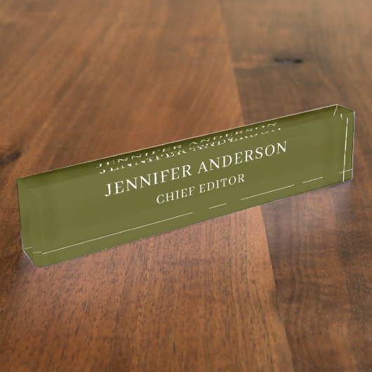 Chic Green Professional Modern Plain Minimalist Naambordje (Zijkant)