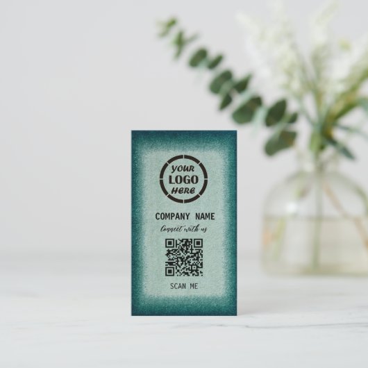 Chic Green Professioneel Ontwerp Moderne QR Code B Visitekaartje (Staand voorkant)