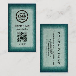 Chic Green Professioneel Ontwerp Moderne QR Code B Visitekaartje