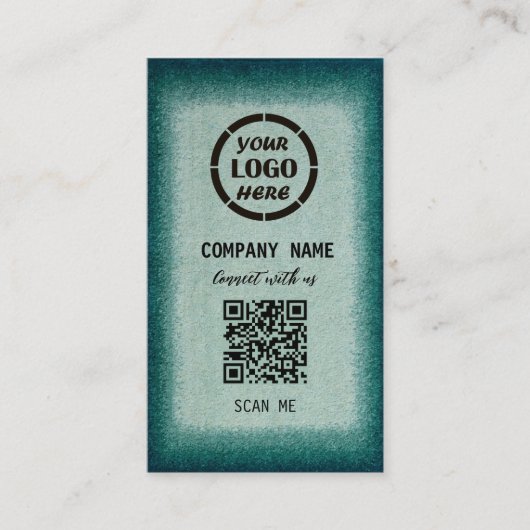 Chic Green Professioneel Ontwerp Moderne QR Code B Visitekaartje (Voorkant)