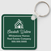 Chic Green Real Estate Company Custom Realtor Sleutelhanger (Achterkant)