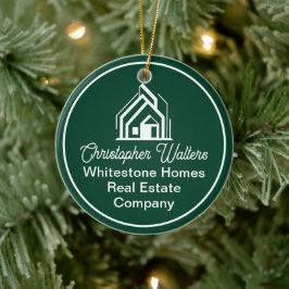 Chic Green Real Estate Company Customized Realtor Keramisch Ornament