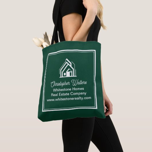 Chic Green Real Estate Company Customized Realtor Tote Bag (Dichtbij)