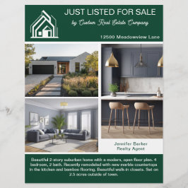 Chic Green Real Estate Home Listing 2 Sided Modern Flyer