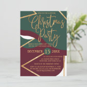 Chic Green Red Gold Glitter Geo Kerstfeest Kaart (Staand voorkant)