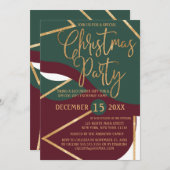 Chic Green Red Gold Glitter Geo Kerstfeest Kaart (Voorkant / Achterkant)